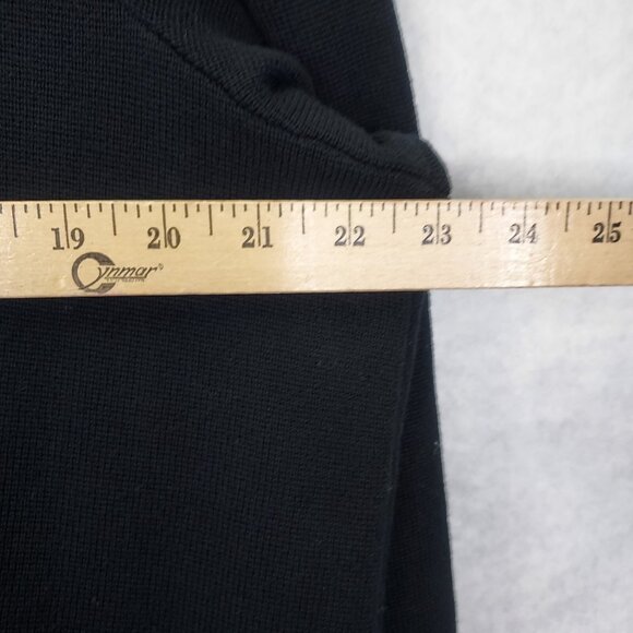 LRL Ralph Lauren Cardigan Women 1X Full Zip Cotton Sweater Black Knit Brown Trim - Picture 13 of 13